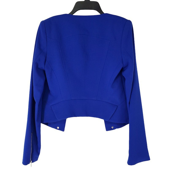 Calvin Klein Womens Open Front Jacket Royal Blue Lined Zippers Petites 2P - Picture 5 of 11